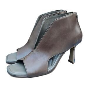 Brown Ankle Bootie Leather Vince Camuto Jesilia Size 7.5 Open Square Toe Zip